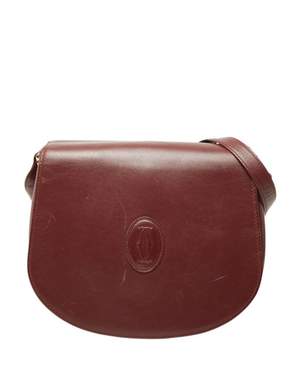 Cartier Must Line Crossbody Shoulder Bag Wine Red Bordeaux Leather
